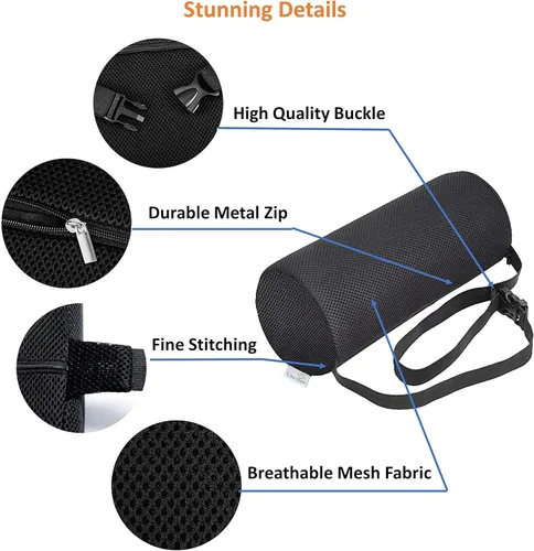 Vista 5 de Rollo lumbar para soporte de espalda, 100% espuma viscoelástica, firmeza optimizada, 11 pulgadas de largo con 4.5 pulgadas de diámetro, funda