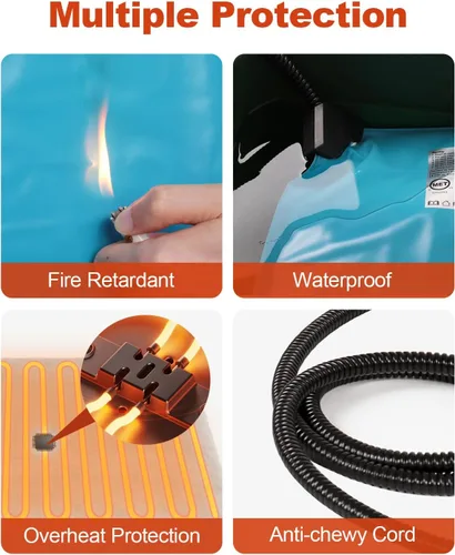 Vista 3 de Almohadilla térmica para mascotas, manta térmica de varios tamaños, extremadamente impermeable, para exteriores e interiores, calentador de mascotas