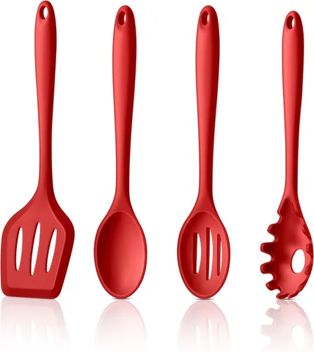 LIANYU 4 piezas de utensilios de cocina, juego de utensilios de cocina de silicona, herramientas de cocina resistentes al calor, incluye volteador,