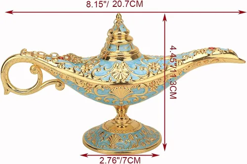Vista 2 de Lámpara de leyenda de Aladdin, luz mágica de los deseos, noches árabes clásicas, accesorios de disfraz, lámpara de decoración de mesa para el hogar