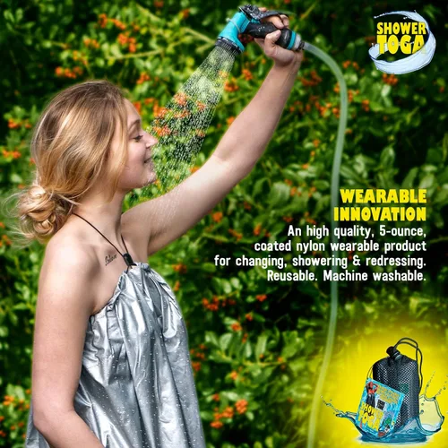 Vista 2 de Shower Toga Wearable Shower Garment, Portable Camping Shower Privacy Robe, Outdoor Changing Room for Beach, Surf, Camping & Festivals, Lightweight