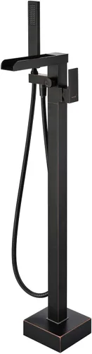 Vista 11 de Wowkk Kit de Relleno de Tina y Ducha Cascada Llave de Llenadó de Tina Independiente de Piso en Latón Llaves de Baño con Ducha de Mano Cascada de Una