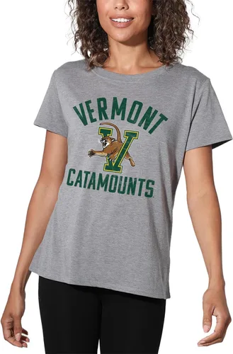 Vista 39 de Colección oficial de camisetas sueltas con logotipo desgastado grande universitario para mujer, jaspeado atlético