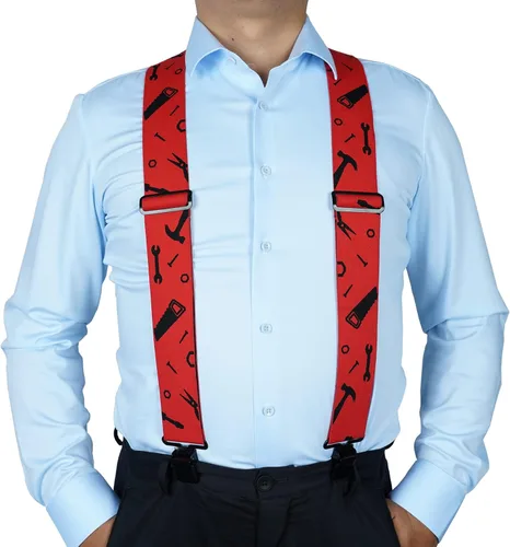 Vista 6 de KUNN Mens Suspenders X-Back 2 Inch Wide Elastic Suspender Heavy Duty Clips Work Suspenders