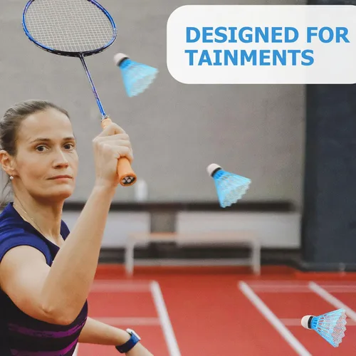 Vista 4 de Veemoon 20 bolas de plástico de bádminton Birdies, equipo de entrenamiento de nailon de varios colores, deportes para interiores y exteriores