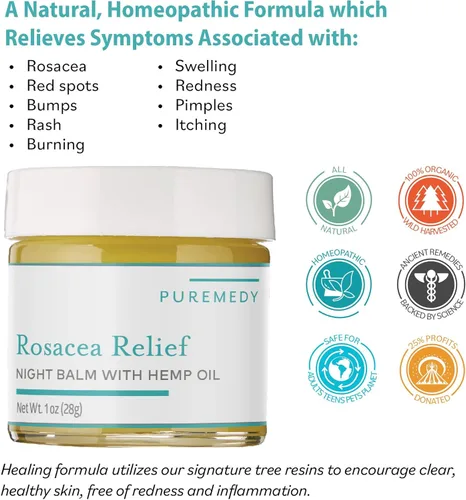 Vista 2 de Puremedy Crema homeopática natural para alivio de rosácea, 1 onza
