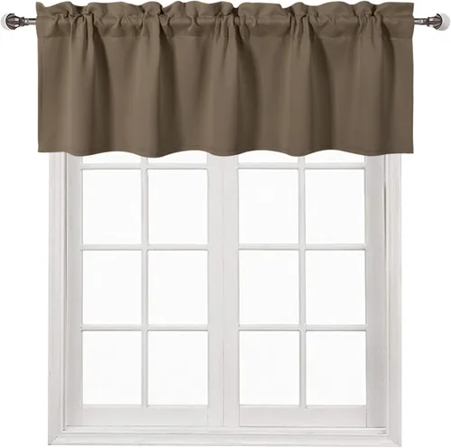Vista 86 de DWCN Cenefa para ventana de cocina, con bolsillo para barra, para ventana, sala de estar/sótano, 36 x 16 pulgadas de largo, 1 panel, beige