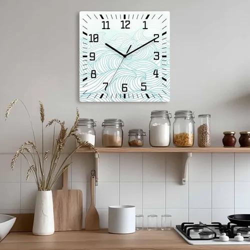 Vista 9 de Geometric Line Wooden Wall Clock Silent Non Ticking, Abstract Art Mountain Simple Square Wall Clock Battery Operated, Decor Clock for Home Office