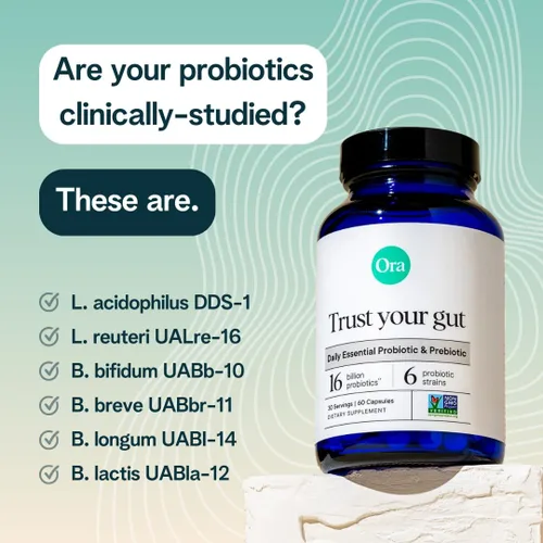 Vista 4 de Ora Organic Probióticos con prebióticos - Prebióticos veganos y probióticos para la salud digestiva Sin lácteos, sin gluten, para estómagos