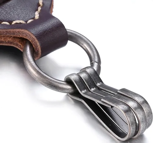 Vista 4 de Leather Keychain For Men, Single Letter Alphabet with Easy Clasp