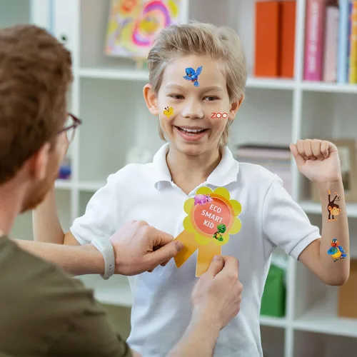 Vista 5 de 24 hojas (más de 400 unidades), calcomanías hinchadas en 3D de animales para niños pequeños, hojas de calcomanías preescolares a granel