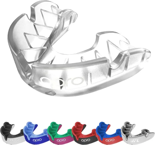 Vista 8 de OPRO Protector bucal moldeable de nivel plateado, ajuste esencial (negro/rojo) para niños y jóvenes, protector bucal de boxeo para artes marciales