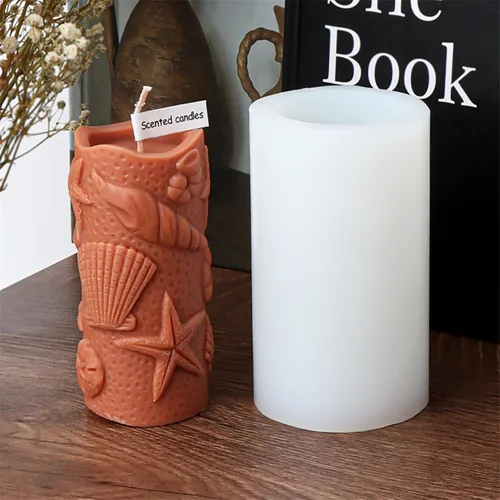 Vista 2 de Molde de Vela de Concha Molde de Cilindro de Concha Molde de Pez de Silicona Onda Espiral para Velas - Moldes de Fundición de Resina de Silicona