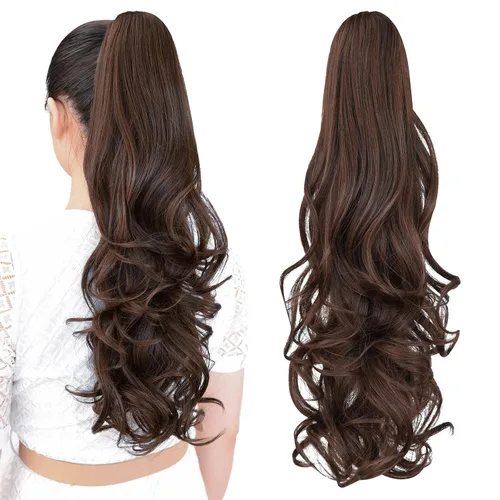 Vista 25 de Extensión de cola de caballo, extensiones de cabello con clip de garra de 12 pulgadas, extensiones de cabello corto rizado, extensión de cola