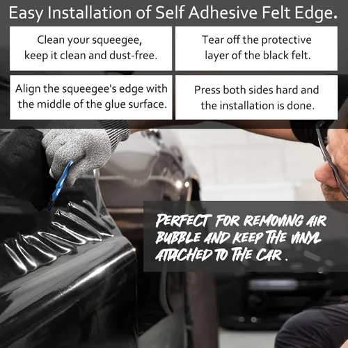 Vista 4 de Teckwrap - Escobilla de goma, fieltro y plástico de 4 pulgadas para calcomanías de vinilo para automóviles, herramienta de aplicación