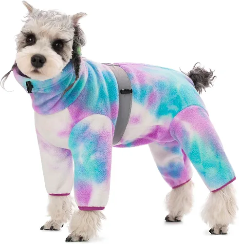 Vista 3 de Abrigos de forro polar para perros pequeños y medianos, chaqueta de invierno, suéter, chaleco, mono, ropa cálida de cuatro patas, pijamas