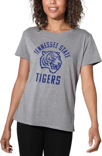 Vista 348 de Colección oficial de camisetas sueltas con logotipo desgastado grande universitario para mujer, jaspeado atlético