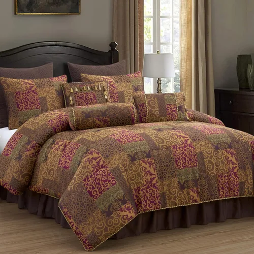 Chezmoi Collection Amelia - Juego de edredón jacquard floral de 9 piezas, tamaño Queen, multicolor