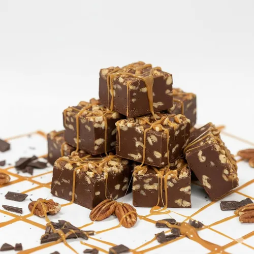 Valley Fudge, Chocolate Caramelo Pecana, Fudge Artesanal Fresco, Mantequilla Verdadera, Dulce Gourmet, Paquete de Media Libra