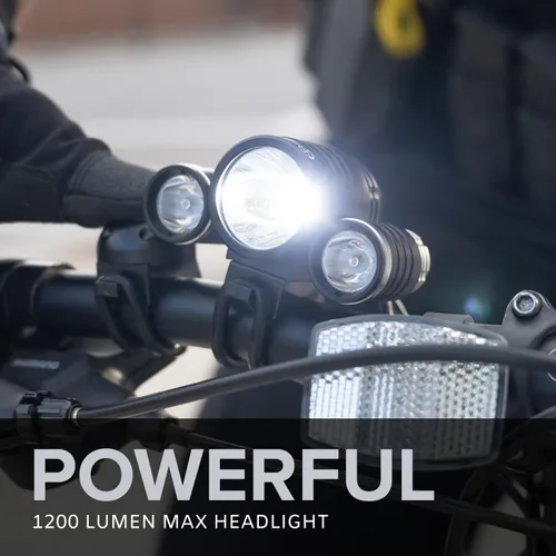 Vista 4 de PS1200 Luz delantera y OPTIKS 210 trasera para bicicleta de policía, luz estroboscópica roja/azul, recargable, resistente al agua, 5 modos