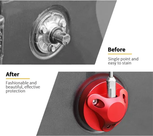 Vista 7 de Hoolcar Cubierta base de radio de aluminio rojo para Jeep Wrangler JL JLU JK JKU JT 2007-2021