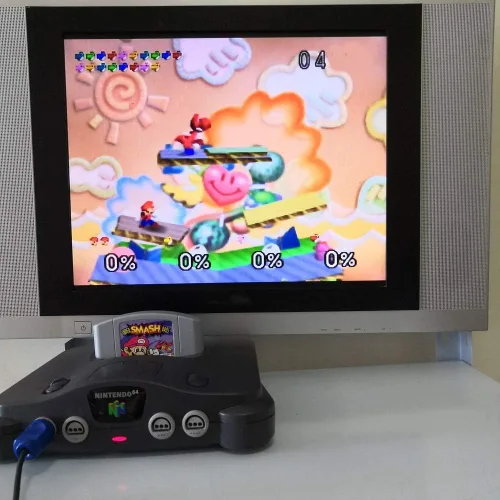 Vista 6 de Cenxaki Tarjeta de cartucho de juego para Nintendo 64 Super Smash Bros N64 versión estadounidense color gris