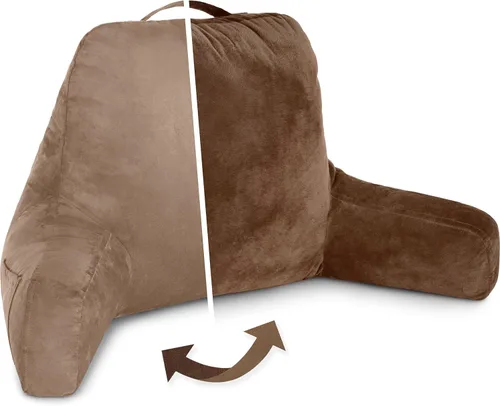 Vista 40 de Husband Pillow Backrest with Arms - Adult Reading Pillow with Shredded Memory Foam, Ultra-Comfy Removable Microplush Cover & Detachable Neck Roll