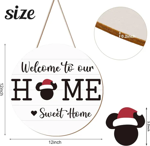 Vista 4 de 13 letreros de bienvenida de temporada para puerta delantera, intercambiables, coronas, de madera rústica, letreros colgantes de bienvenida a