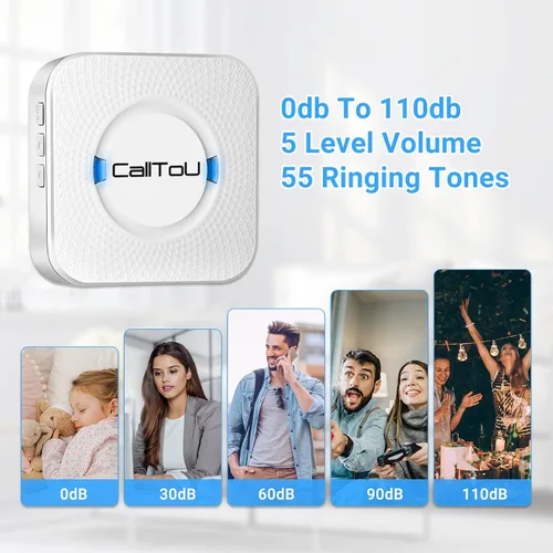 Vista 6 de CallToU Localizador inalámbrico para cuidadores Sistema de llamada inteligente 2 botones de llamada SOStransmisores 2 receptores Alerta de llamada
