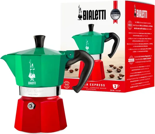 Vista 9 de Bialetti - Moka Express: Cafetera icónica de espresso para estufa, prepara auténtico café italiano, cafetera moka de 6 tazas (6 oz), aluminio, rojo