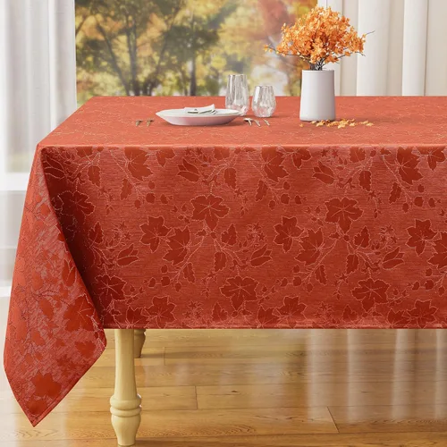 Vista 9 de misaya Mantel rectangular de Acción de Gracias, mantel de otoño jacquard impermeable, mantel de tela de damasco para decoración de cosecha