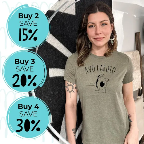 Vista 3 de Cute Women's Screen Printed Crew Neck Tee, Shirts With Sayings, Dusty Blue or Olive