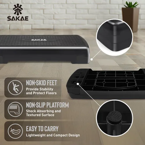 Vista 4 de Juego de pasos aeróbicos de altura ajustable, múltiples opciones de paquete con mancuernas, pesas rusas, reductor de cintura, pesas de tobillo