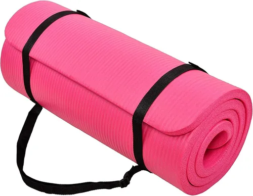 Vista 10 de BalanceFrom Yoga Mat, 1-Inch Extra Thick High Density Exercise Mat, Anti-Tear Exercise Yoga Mat with Carrying Strap, Suitable for Various Yoga