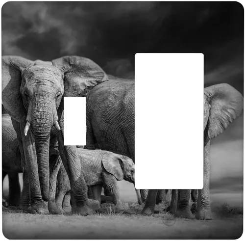 Vista 17 de Placa de interruptor de luz de elefante indio de 1 banda, placa de pared basculante individual, placa decorativa eléctrica GFCI para decoración