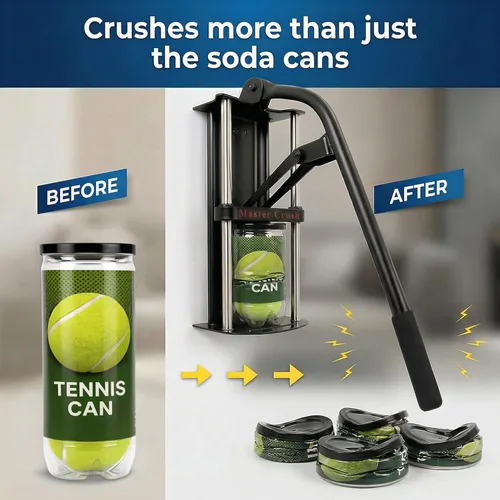 Vista 5 de Trituradora de latas de aluminio con montaje en pared resistente – Trituradora de latas de estaño y botellas de plástico para reciclaje