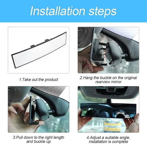 Vista 5 de 8sanlione Espejos retrovisores para automóvil, espejo retrovisor trapezoidal panorámico con clip interior para automóvil, amplio rango de visión, HD