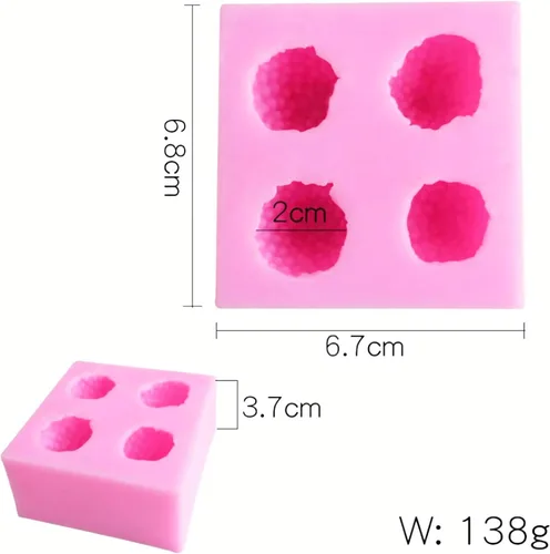 Vista 2 de 2 moldes de silicona 3D de fresa, materiales de silicona de seguridad de grado alimenticio para hornear, moldes de mousse de postre, cubitos