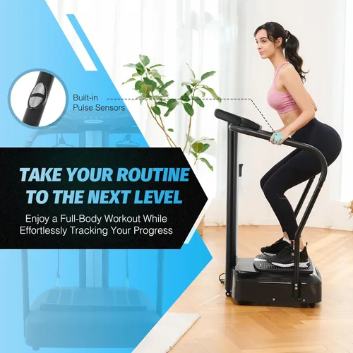 Vista 3 de ZELUS Placa de vibración de cuerpo entero, máquina de ejercicio de placa de vibración de 500 W con 99 niveles, 3 modos preestablecidos y 2 bandas