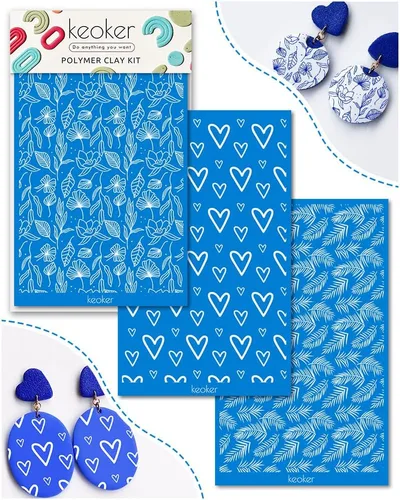 Vista 7 de KEOKER Plantillas de pantalla de seda floral para arcilla polimérica, 10 piezas de pantalla de seda para decoración de joyas y aretes de arcilla