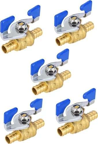 Vista 10 de EFIELD Válvula de bola de latón con cierre Pex de 1/2 pulgada para agua potable caliente y fría, con nivel de mariposa, (VALVE167), (VALVE167)