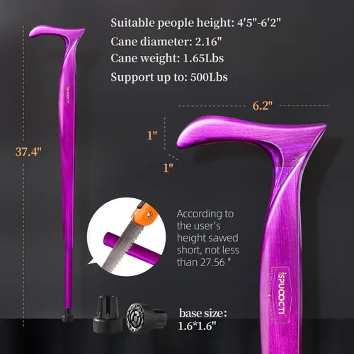 Vista 6 de Bastón de madera para hombres y mujeres, madera maciza natural, 3 puntas de goma, resistente, con bolsa de viaje, bastón de madera, bastones