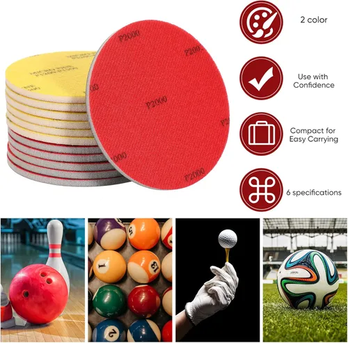 Vista 5 de Loopeer 24 piezas de almohadillas de lijado de bolos Kit de pulido de repavimentación Accesorios de bola de boliche Almohadillas de arena Kit