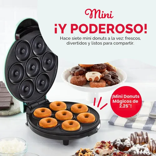 Vista 2 de DASH Express Mini máquina para hacer donas - Fabricante de postres caseros - Cuenta con superficie antiadherente de doble cara y diseño que ahorra