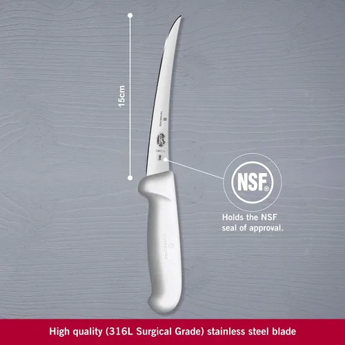 Vista 2 de Victorinox Cutlery - Cuchillo deshuesador de 6 pulgadas con hoja semirrígida curva, mango de fibrox blanco