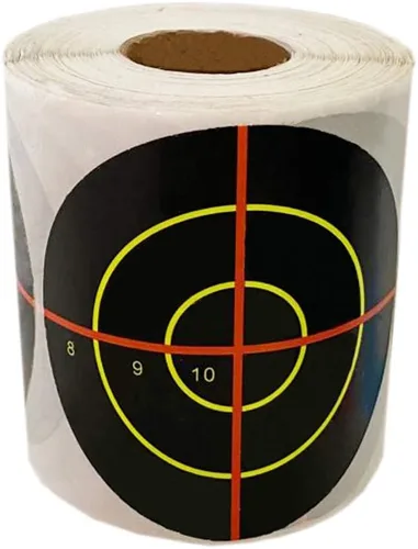 Vista 2 de Pegatinas de papel reactivo de 3 pulgadas para disparar, 250 rollos autoadhesivos para pistola BB, pistola de pellets, Airsoft, pistola, práctica