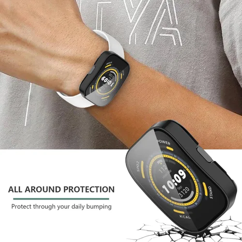 Vista 4 de [Paquete de 4] Funda con protector de pantalla de vidrio templado compatible con Amazfit Bip 5, parachoques ultrafino, cobertura completa, fundas