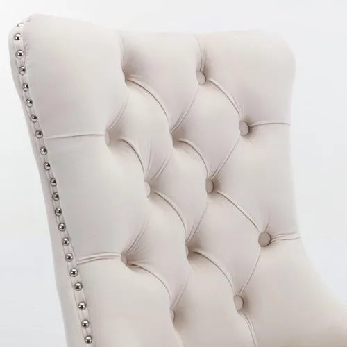 Vista 8 de Modern High-end Tufted Solid Wood Contemporary Velvet Upholstered Dining Chair with Chrome Stainless Steel Legs and Nailhead Trim, Dining Chairs
