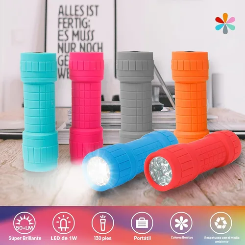 Vista 4 de EverBrite - Linterna de mano de 9 led (6 unidades), colores variados, pilas AAA incluidas; suministros para huracanes campamento, senderismo