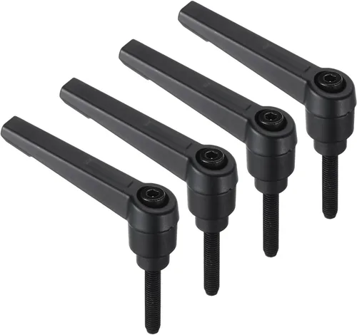 Vista 41 de uxcell 4 piezas de mangos de palanca de sujeción, M8 x 25mm de acero de carbono con óxido negro roscado, mangos ajustables con cierre de liberación
